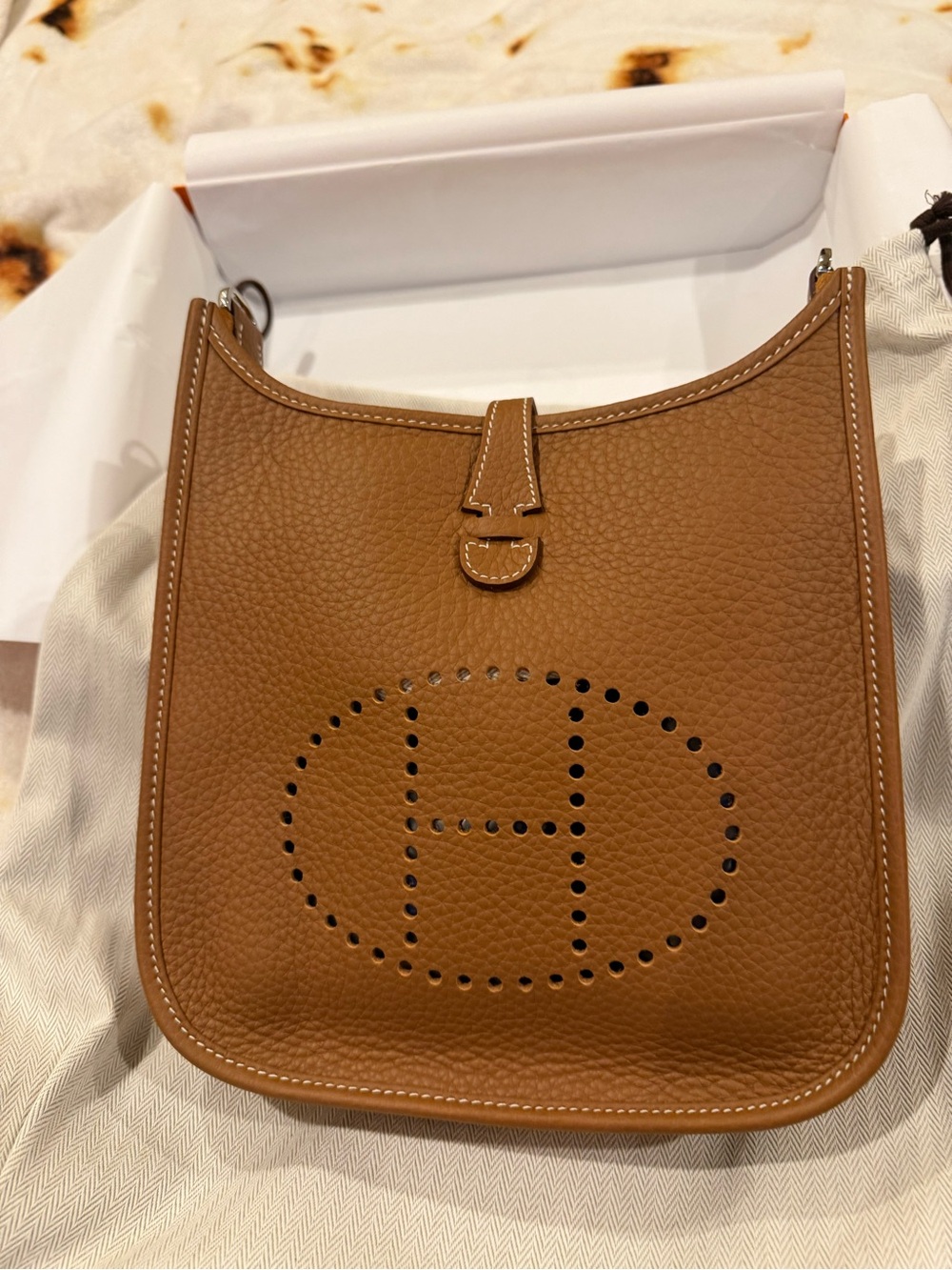 Hermes GOLD Evelyne 23 with silver hardware
